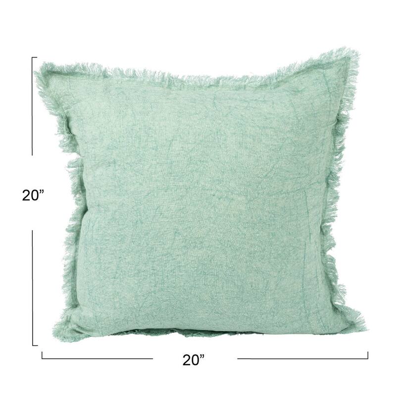 Stonewashed Linen Pillow with Fringe