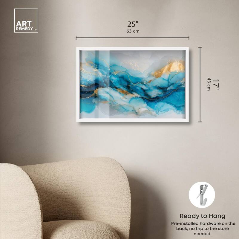 Ethereal Blue and Gold Shadowbox by Art Remedy