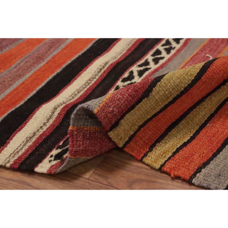 Hand Woven Oriental 100% Wool Carpet Southwestern Geometric Multi-Colored Kilim Area Rug - 6' 8'' X 4' 8''
