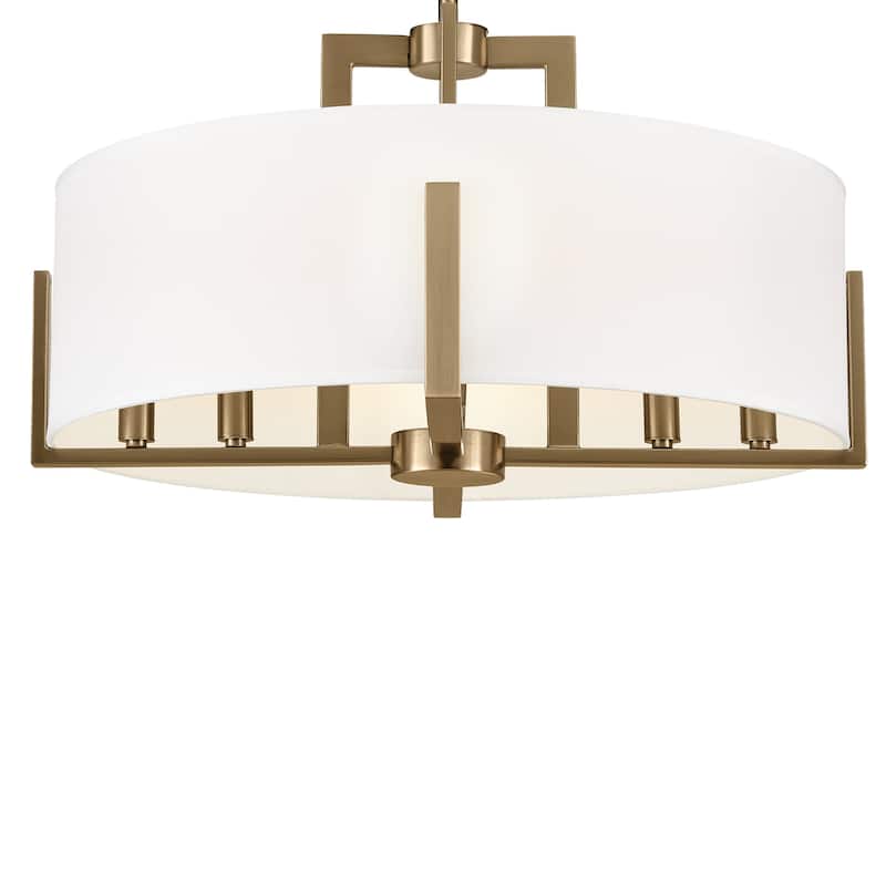 Kichler Lighting Malen 20 in. 8-Light Champagne Bronze Convertible Semi-Flush Mount Light with Fabric Shade