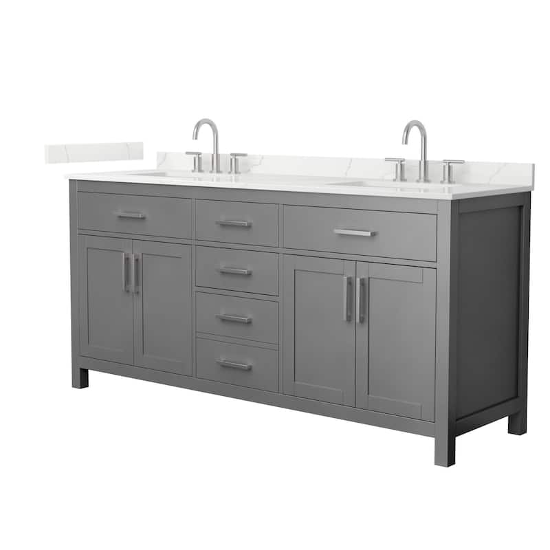 Wyndham Collection WCG2424-72D-QTZ-US3MXX Beckett 72" Free Standing - Dark Gray / Giotto Quartz Top / Brushed Nickel