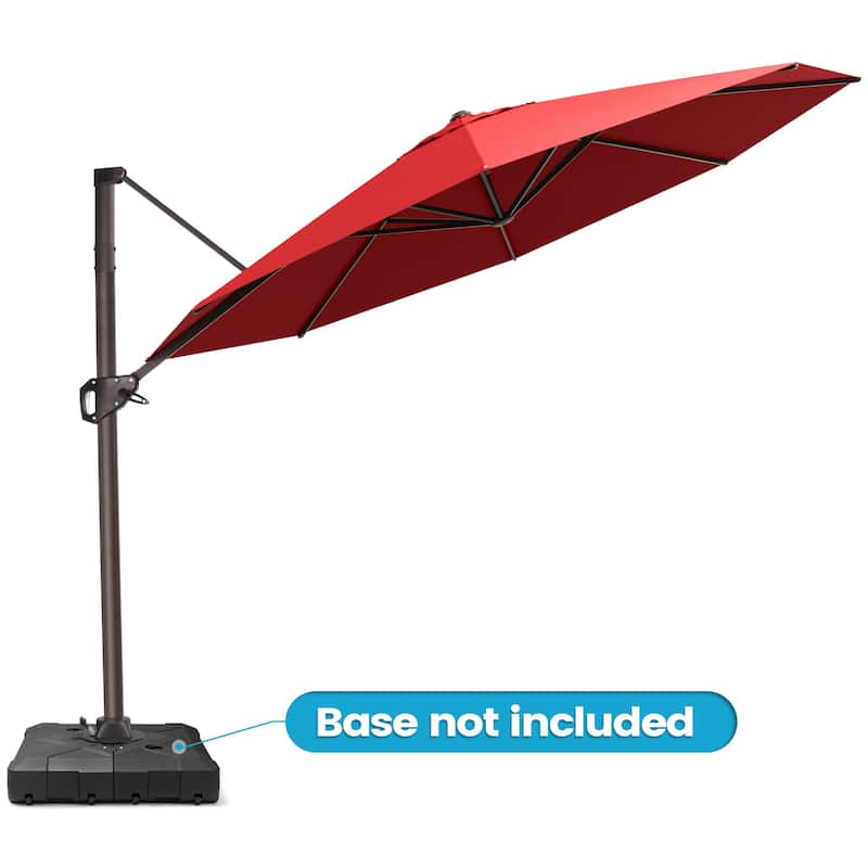 Outdoor 11 Ft Patio Cantilever Offset Umbrella with 360 Degree Rotation