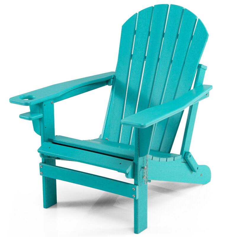 Gymax 2PCS Folding Adirondack Chair HDPE Patio Lounge Chair w/