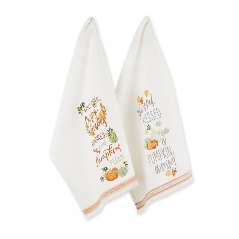 Autumn Pumpkins Printed Dishtowel (Set of 2)