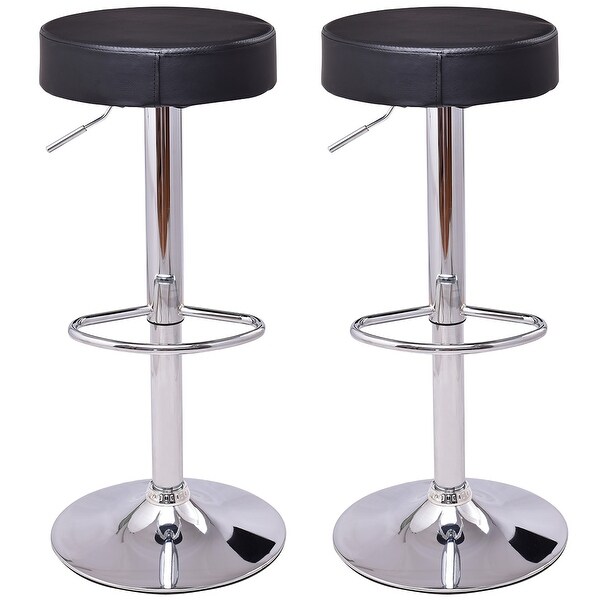 Set of 2 Bar Stools Modern Swivel Backless Round Bar Stool On