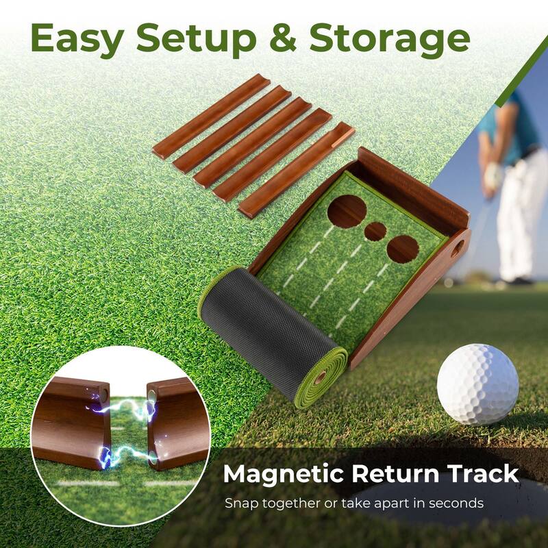 Costway Putting Green Practice Golf Putting Mat with Auto Ball Return