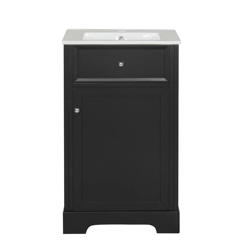 Roomfitters 20" Bathroom Vanity with Sink Soft Closing Door Storage Rack and Adjustable Shelf Freestanding Cabinet