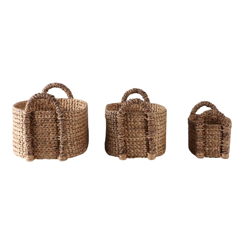 Seagrass Storage Basket with Handles (Set of 3) - 12", 15", 16" Tan - 22.5" x 17.75" x 16"