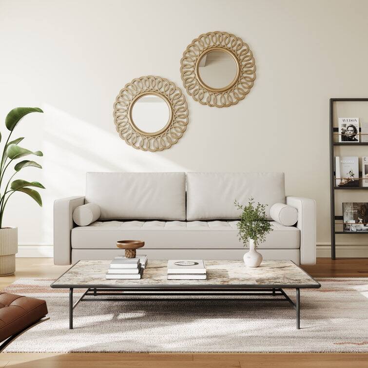 Stateside Upholstered Leather Square Arm Sofa Couch 70''