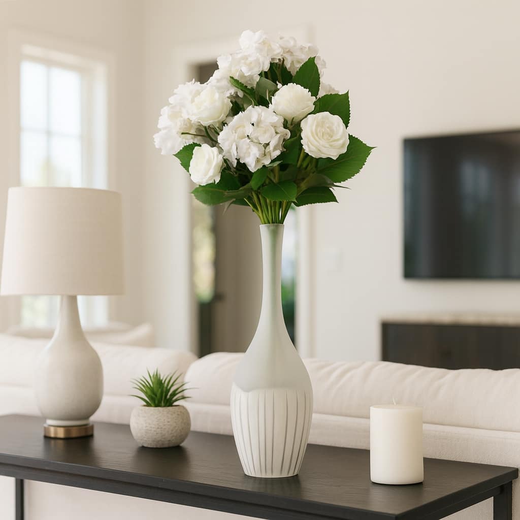 Frosted Flower Glass Vase - Elegant Sculptural Vase for Home Decor