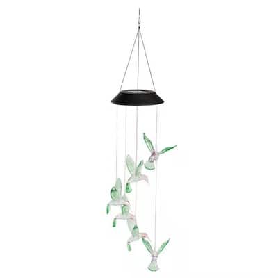 LED Hanging Solar Hummingbird Wind Chime, Color Changing