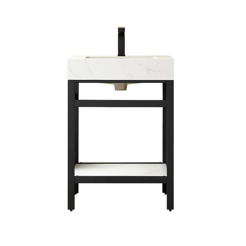 Funes 24" Single Vanity, Metal Support with Stone Top without Mirror - 24''x22''