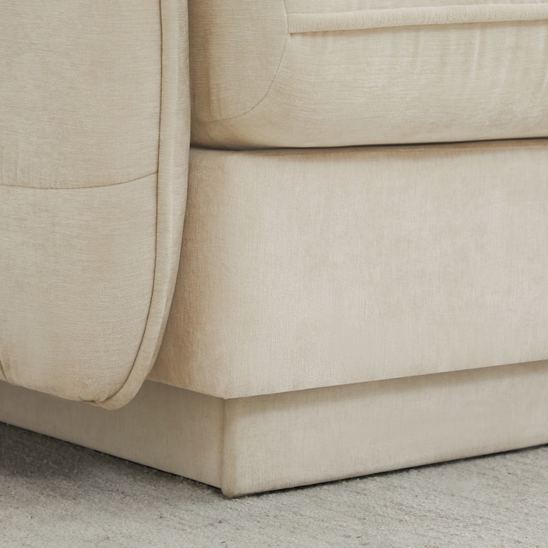 GDFStudio Alden Voss 137" Chenille Cloud 4-Seater Sofa with Quilted Back Cushions, Deep Seat