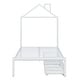 preview thumbnail 3 of 16, Twin Size Metal Platform Bed with 2 Drawers,House-Shaped Headboard Design, White