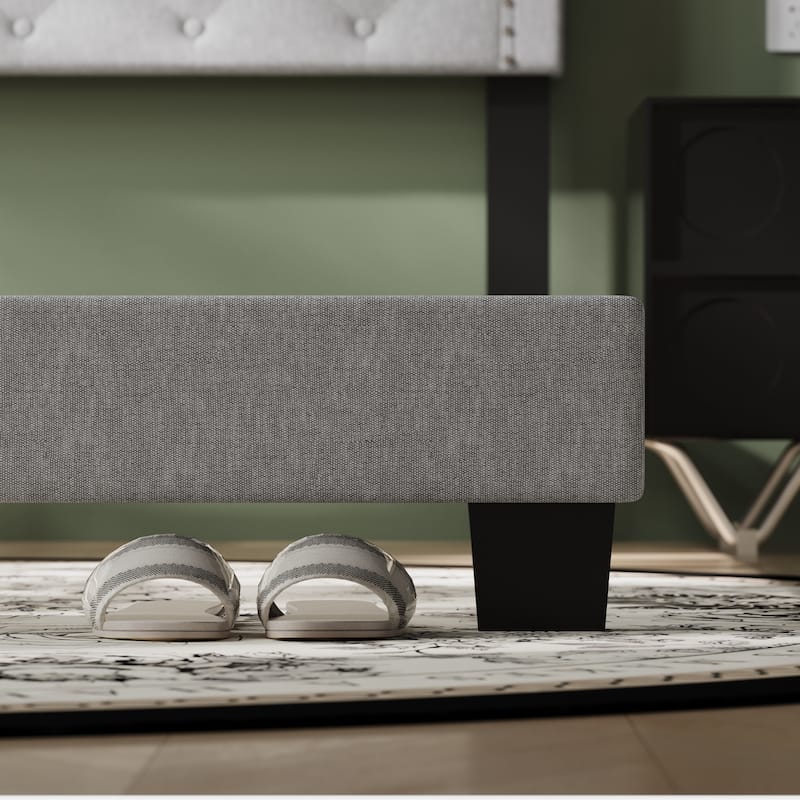 Queen Size Bed Frame with Upholstered Headboard Mattress Foundation