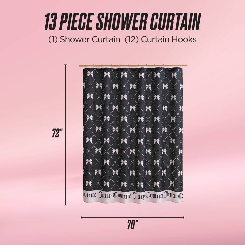 Juicy Couture 13-Piece Shower Curtain and Hooks Set