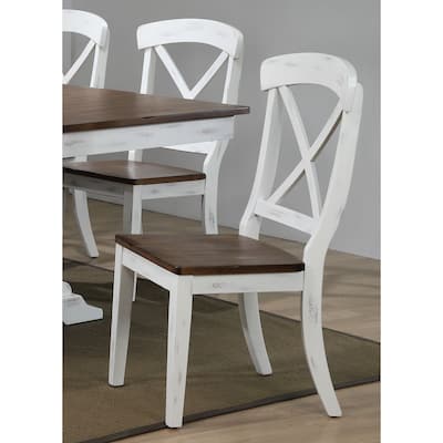 Distressed Cocoa Brown/Cotton White Transitional X-Back Dining Chair