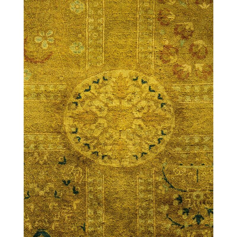 Overton Hand Knotted Wool Vintage Inspired Modern Contemporary Overdyed Multi Area Rug - 6' 1" x 9' 4"