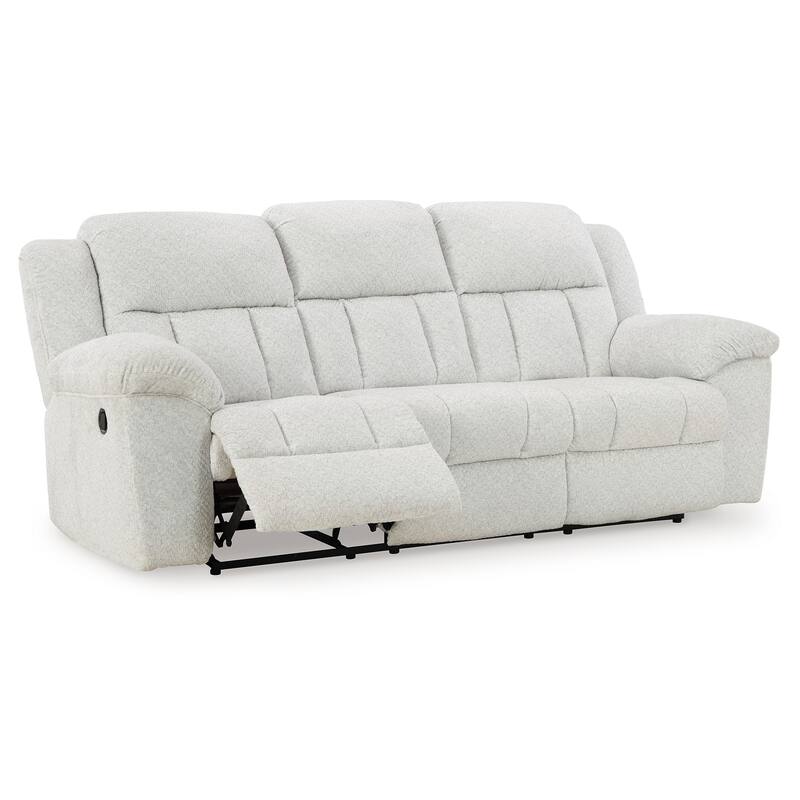 Briar Manual Reclining Sofa White Polyester, Pillow Top Arms, 91 Inch