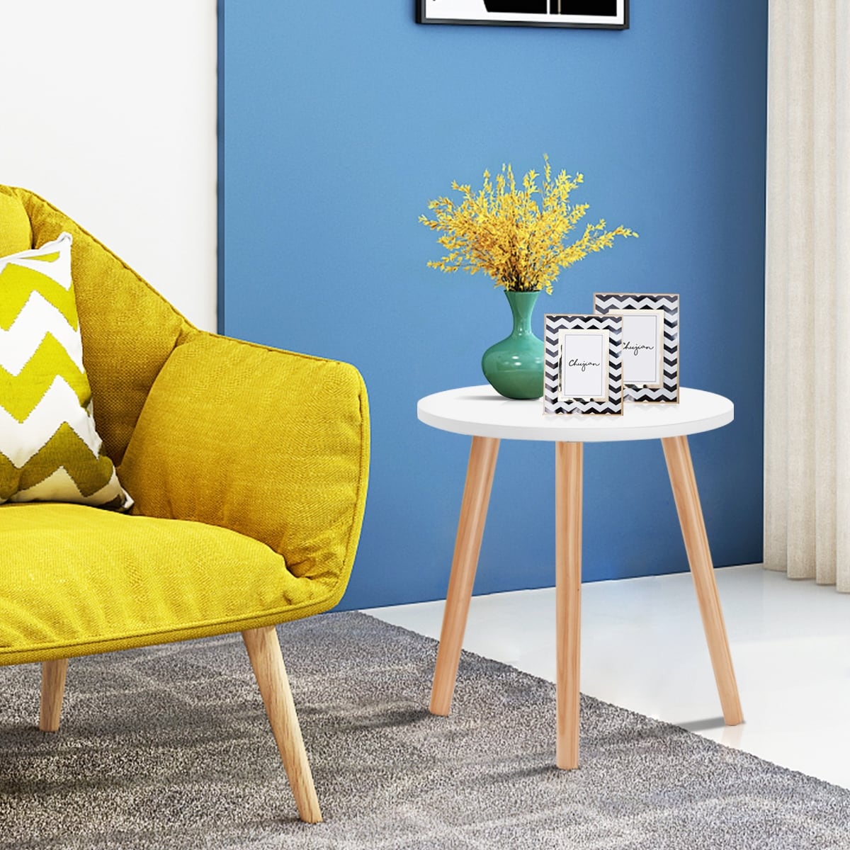 Shop Costway Modern Round Coffee Tea Side Sofa Table Living Room