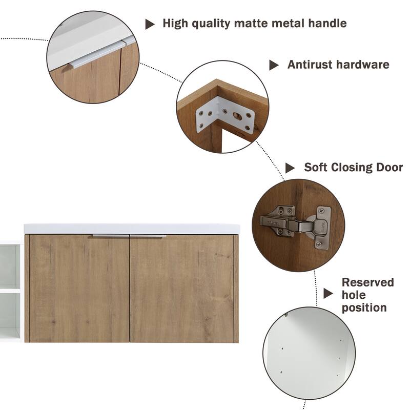 Beingnext 24"/36"/48"/60"/72"/84" Bathroom Vanity with Sink, Floating Bathroom Vanity with Soft Close Door and Shelf