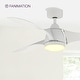 preview thumbnail 2 of 17, Fanimation Klear 56 inch Indoor/Outdoor Smart Ceiling Fan with LED CCT Select Light Kit and Remote - Matte White
