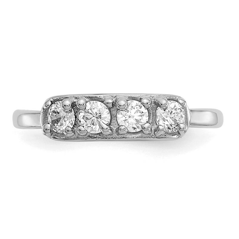 Curata Solid 14 karat Yellow or White Gold 4 Stone Cubic Zirconia Toe Ring