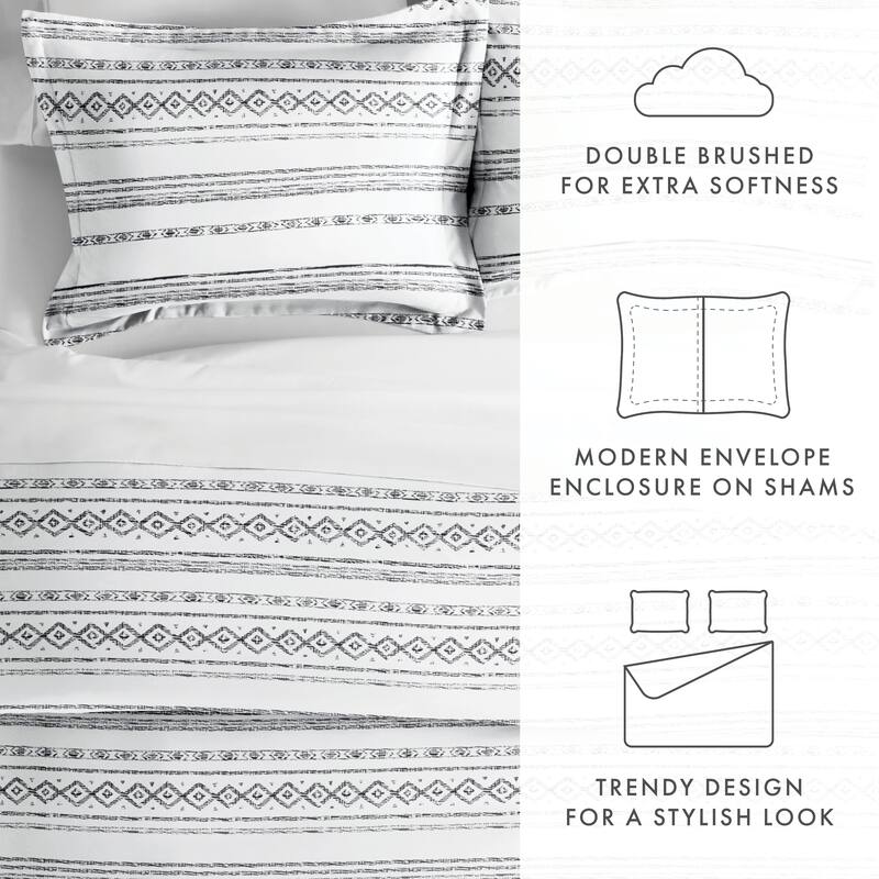 Becky Cameron Geo Threads 3-Piece Patterned Duvet Cover Set