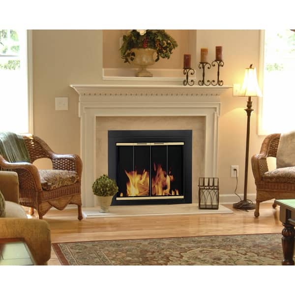 Shop Pleasant Hearth Ar 1020 Arrington Fireplace Screen And Bi Fold Black And Gold Powder Coated Overstock 28008886