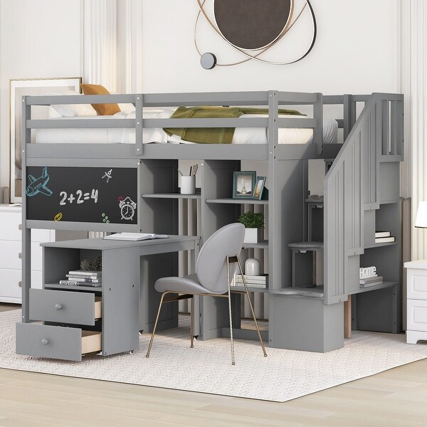 Bed with slide out desk discount