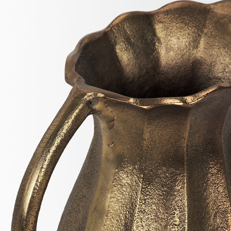 Anya Antiqued Brass Scalloped Petal Cast Metal Jug