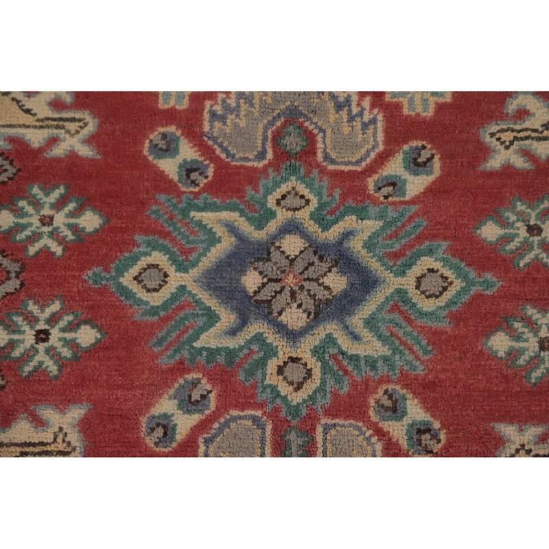 Traditional Red Kazak Area Rug Hand-Knotted Wool Carpet - 8'1" x 9'11"