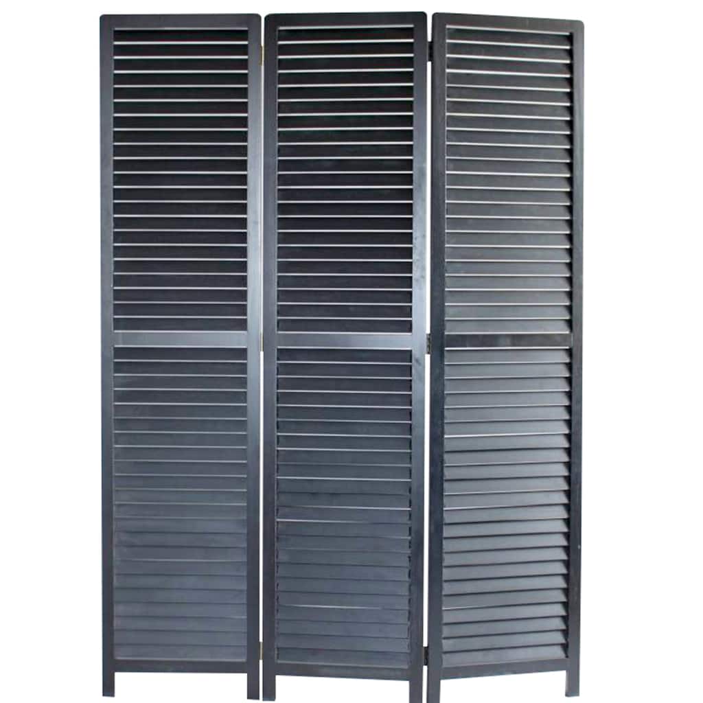 Transitional Wooden Screen with 3 Panels and Shutter Design, Black