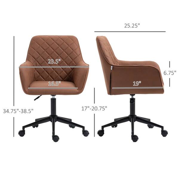 Home Office Chairs with Microfiber Cloth, 360° Swivel Upholstered Vanity Chairs, Computer Desk Chair with Armrests and Wheels