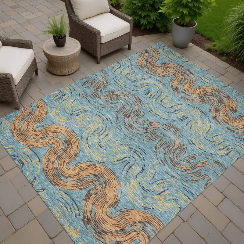 Machine Washable Indoor/ Outdoor Modern Ari Chantille Rug