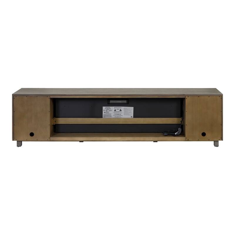 96" Fireplace Console, Entertainment Storage, TV Stand, Fully Assembled, Gray