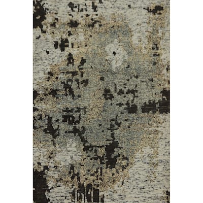 Hand-knotted Modern Wool Grey Abstract Area Rug Oriental Carpet - 7' 8'' X 5' 6''