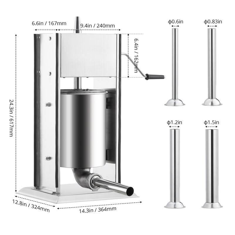 Manual Sausage Stuffer with 5 Stuffing Tubes
