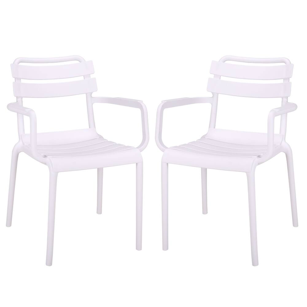 SAFAVIEH Outdoor Living Sarah Stacking Dining Armchair (Set of 2) - 21"W x 23"D x 32"H