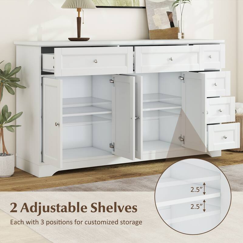 Gymax 59'' Large Storage Cabinet Buffet Sideboard w/ 4 Doors & 6