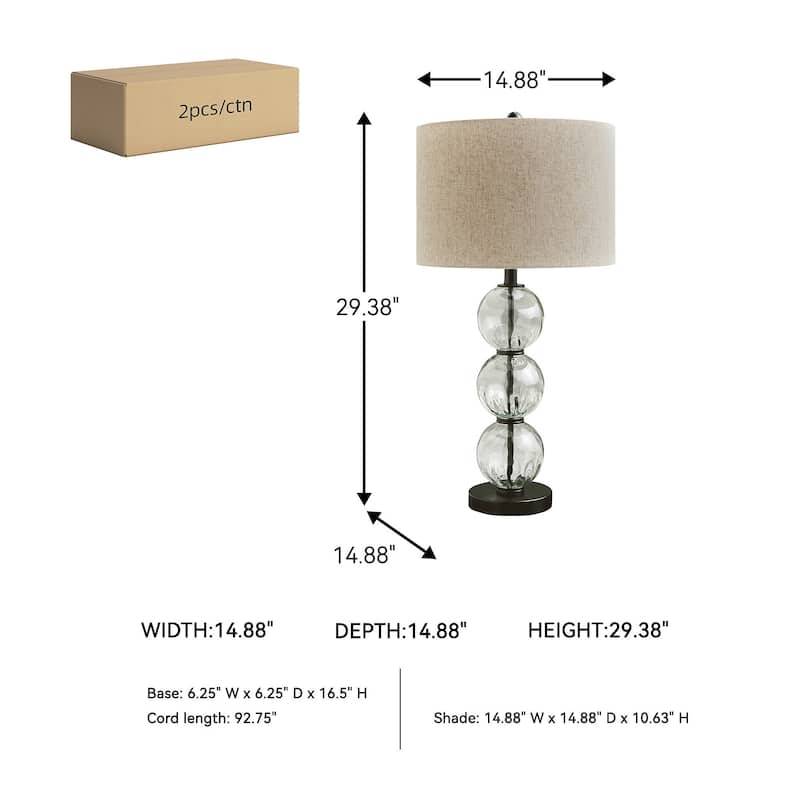 Signature Design by Ashley Airbal Clear/Black Table Lamp (Set of 2) - 14.88"W x 14.88"D x 29.38"H