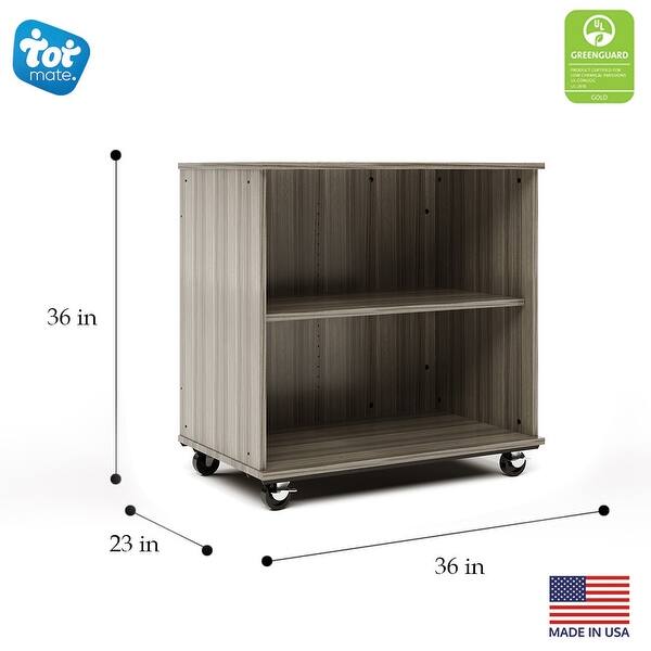dimension image slide 0 of 4, Tot Mate Open Single Sided Mobile Storage Locker, Write-on Wipe-off Markerboard Back - 36" Height x 23" Depth