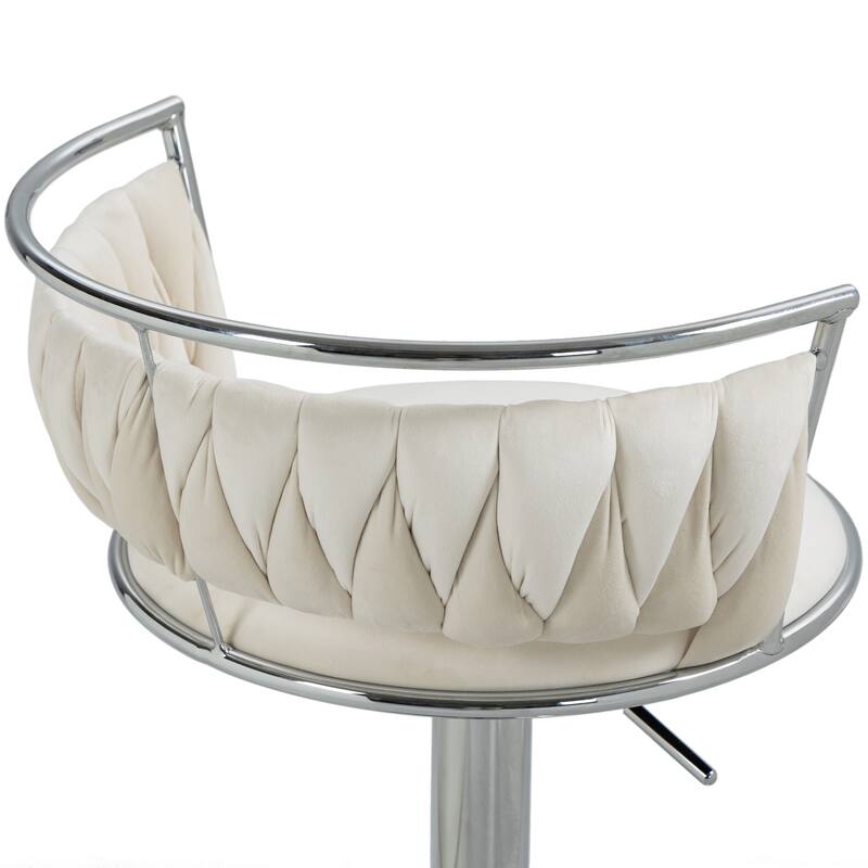 Set of 2 Velvet Adjustable Swivel Bar Stools