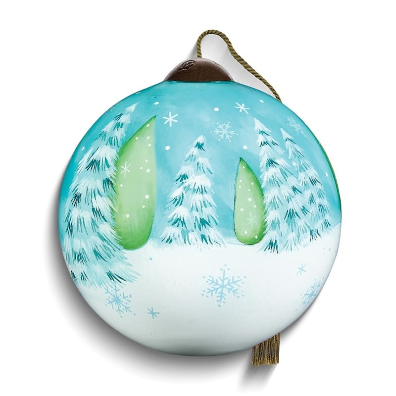 Curata Snowman Noel By Helz Cuppleditch Hand-Painted Glass Ornament