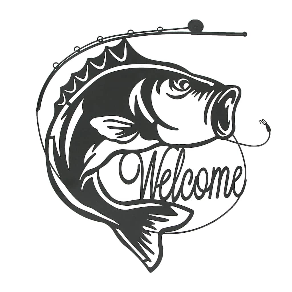 19 Inch Laser Cut Metal Bass Sign Home Decor Vintage Wall Hanging Art