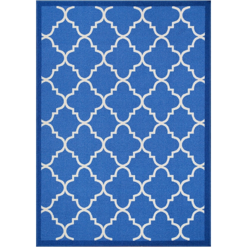 Well Woven Modern Bold Lattice Non-Skid Backing Area Rug - 3'3" x 4'7"