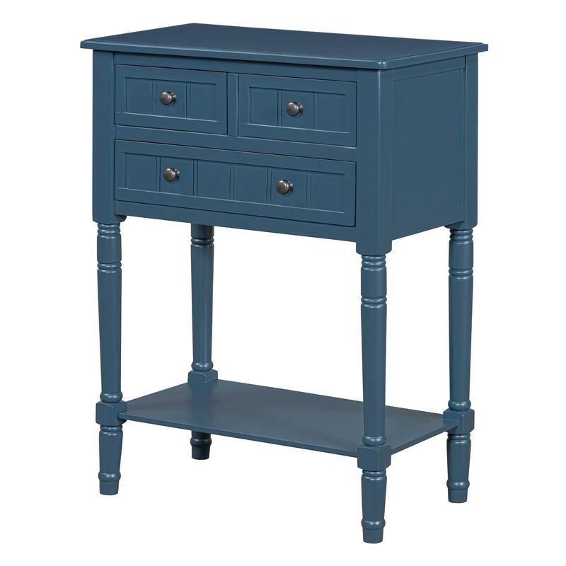Narrow Console Table, Slim Sofa Table with Three Storage Drawers and Bottom Shelf