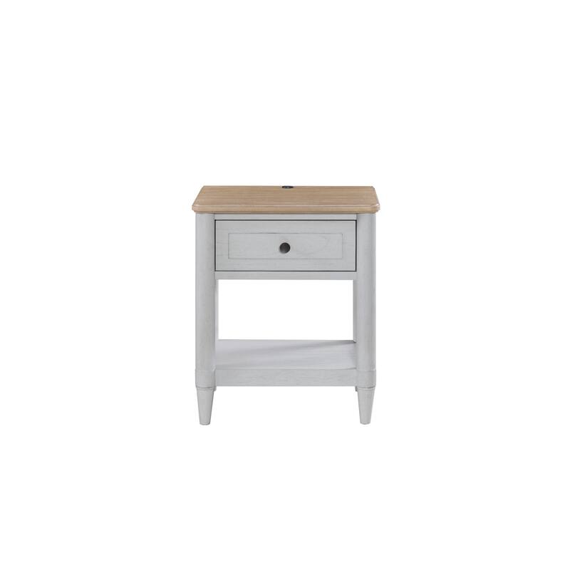 Small Teen Nightstand - Cement and Sand - White
