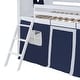 preview thumbnail 14 of 14, Playhouse Design Full over Full Wood Bunk Bed with Elegant and Elaborated Windows, Sills and Tent, Space-saving, Blue+White