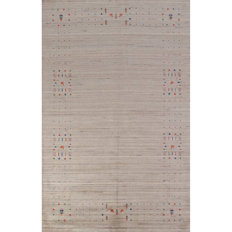 Tribal Gabbeh Oriental Area Rug Hand-Knotted Wool Carpet - 5'9"x 9'0"
